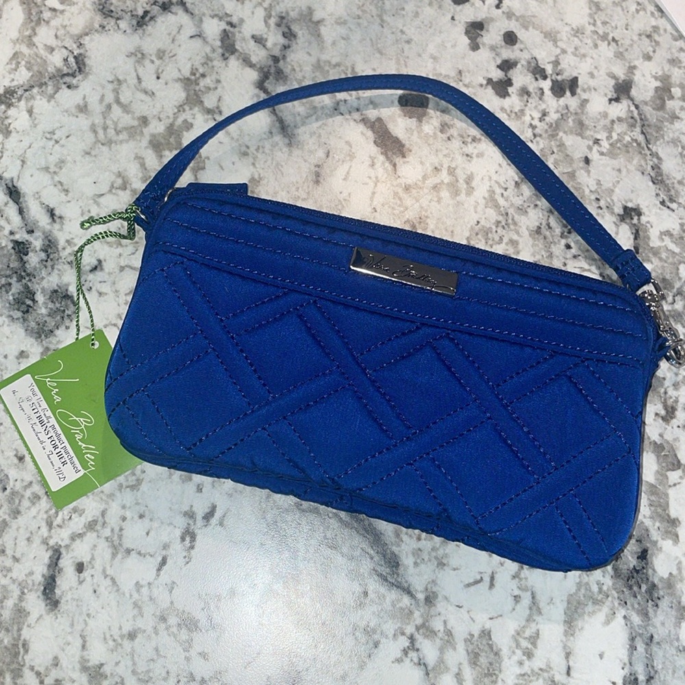 Vera Bradley Cobalt Blue Microfiber Wristlet  NWT